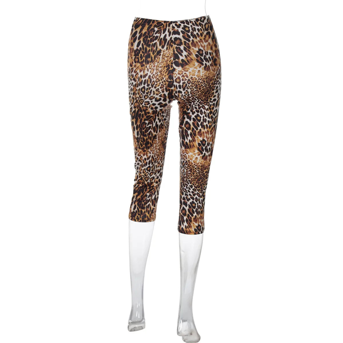 Sexy leopard print knee-length leggings for women