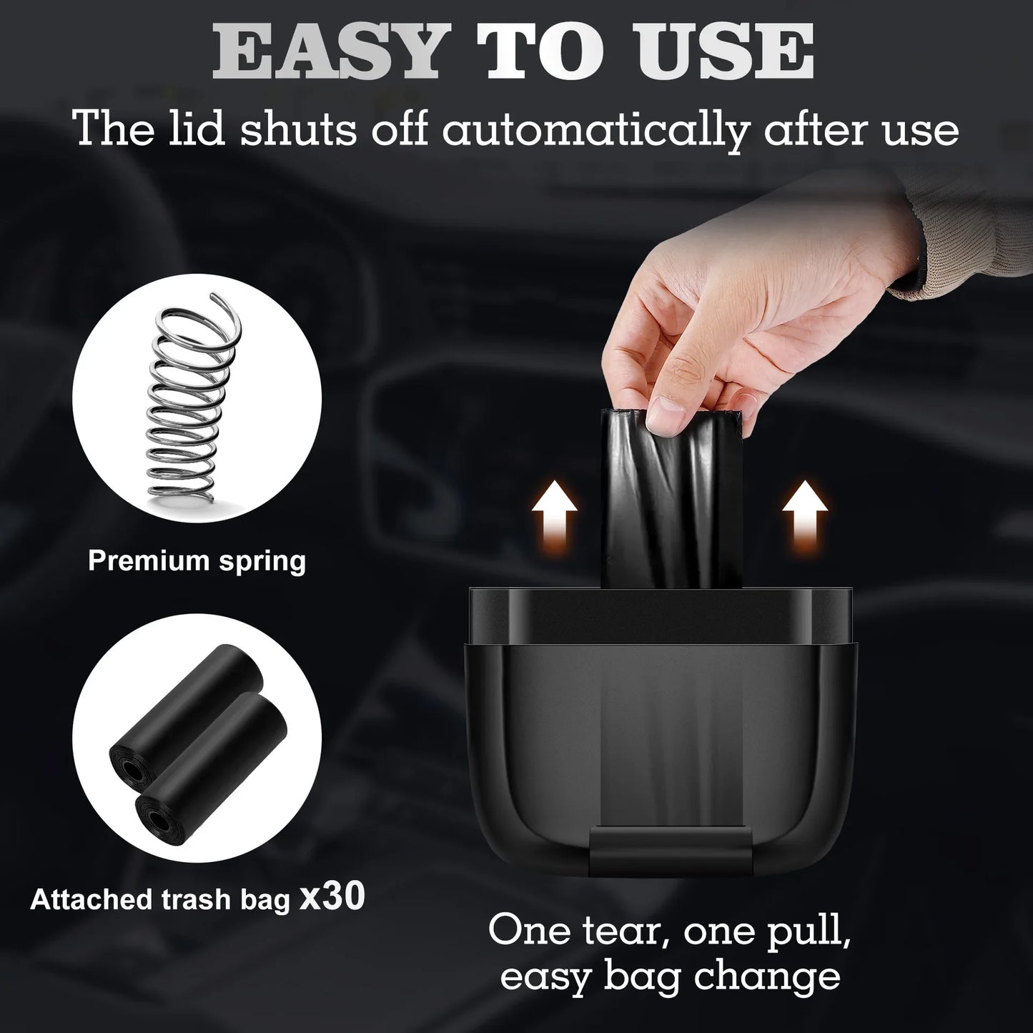 Mini Car Trash Can Hanging Car Storage Box ABS Side Door Trash Can Integrated Built-in Trash Bag Auto Parts Interior Accessories