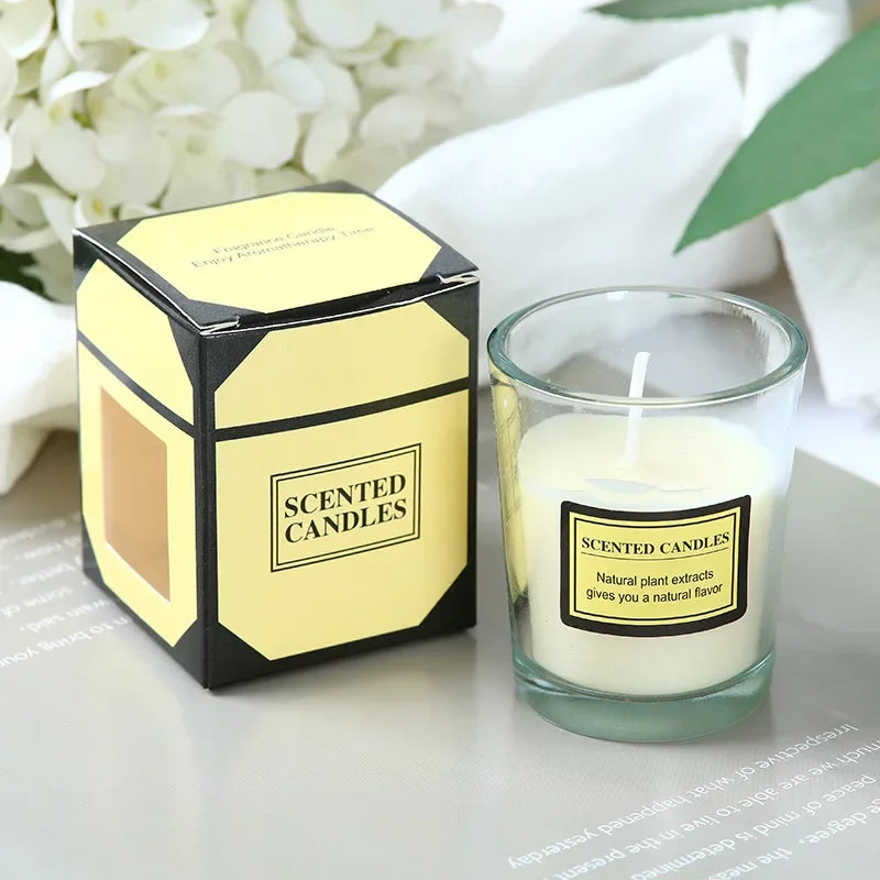 Plant wax scented candle gift box soybean candle glass