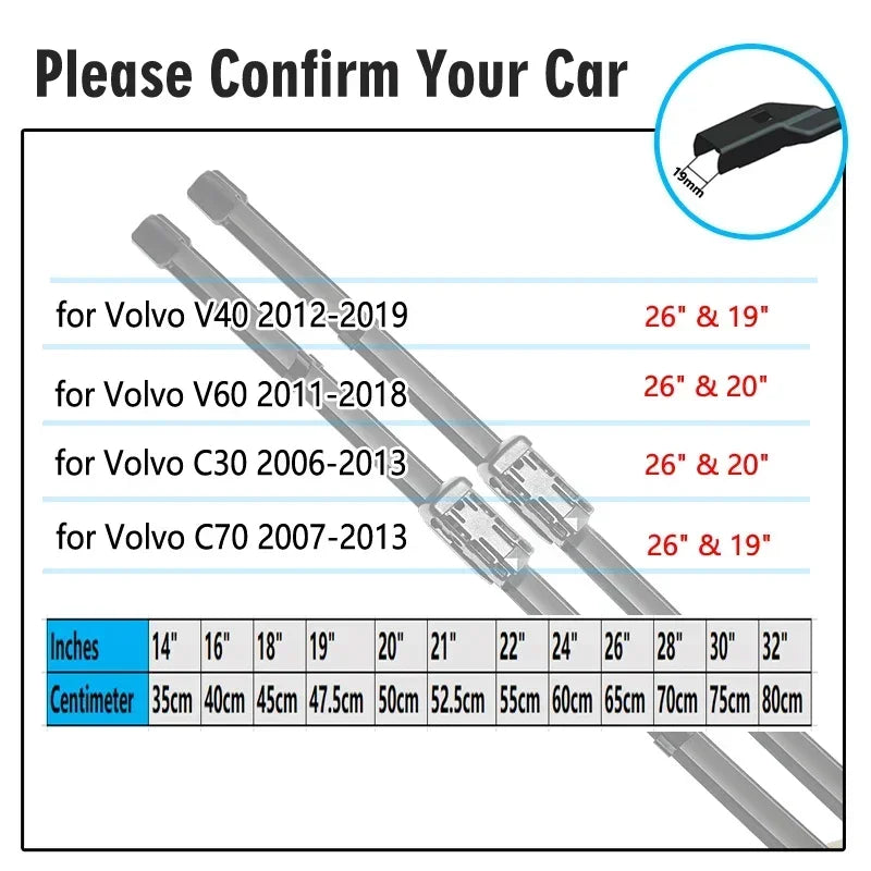 Voor VOLVO XC60 XC70 S40 S60 S80 V40 V60 C30 C70 Voorruit Ruitenwissers