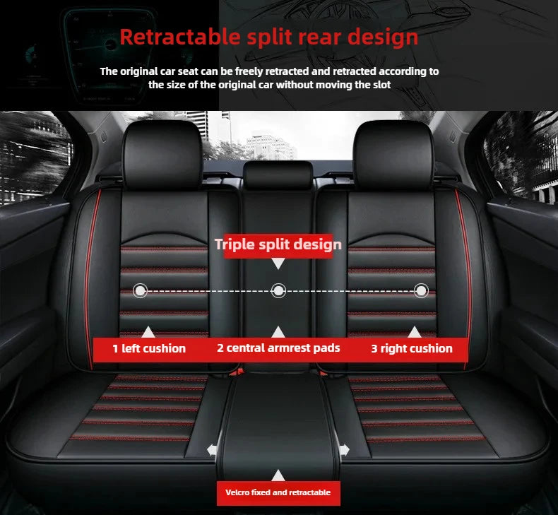 All Season Genuine Leather Full Coverage 5-Seater Car Seat Covers Summer Ready Universal Fit for Cars SUVs Trucks Premium Auto