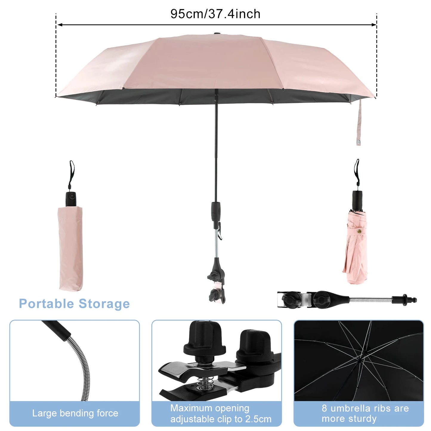 Beach Umbrella Adjustable Shade Umbrella Outdoor