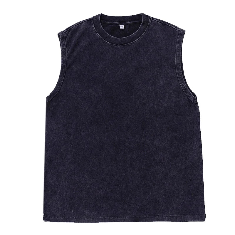 Men's Vest Vintage Washed tee 100% Cotton Tank Tops