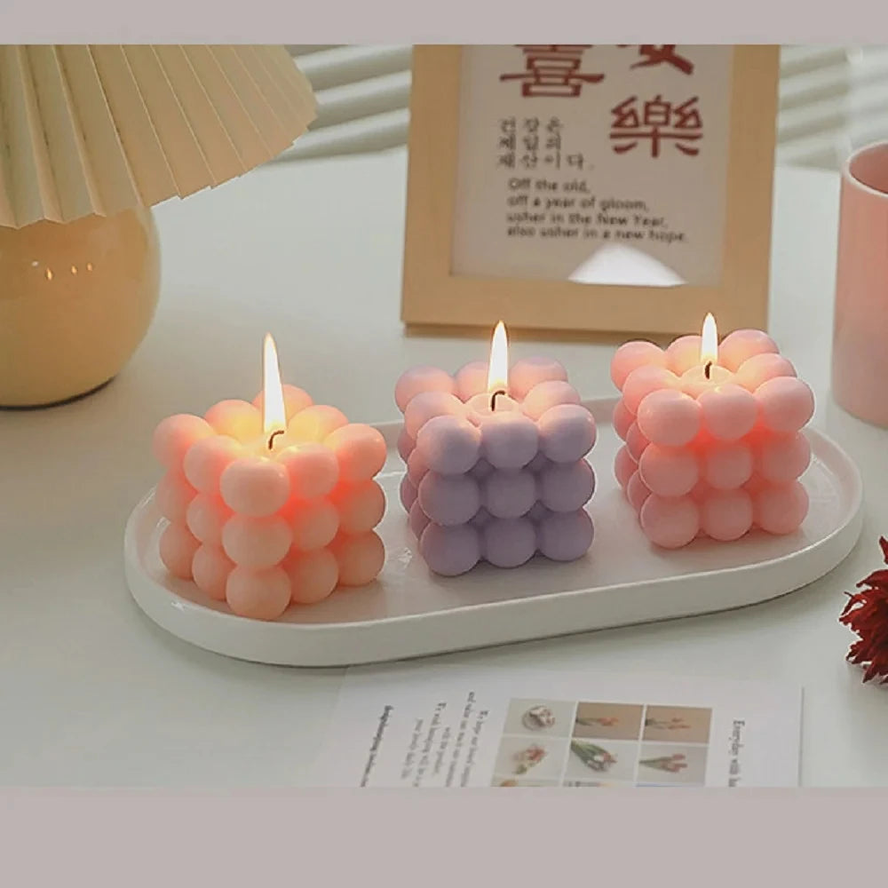 Ins Bubble Cube Shaped Candle Handmade