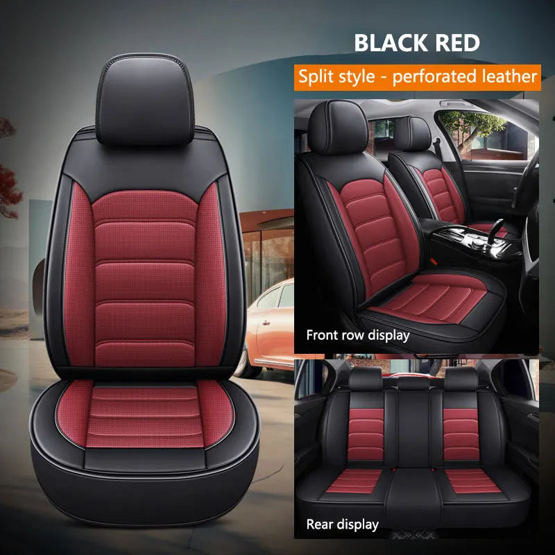 Car Seat Covers Full Set Breathable Leather Auto Front