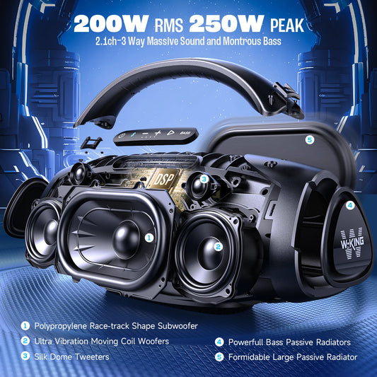 W-KING 200W RMS Portable Bluetooth Speakers,