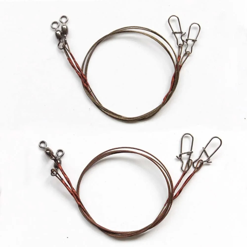 2pcs Fishing Line Steel Wire Leader With Snap Swivels