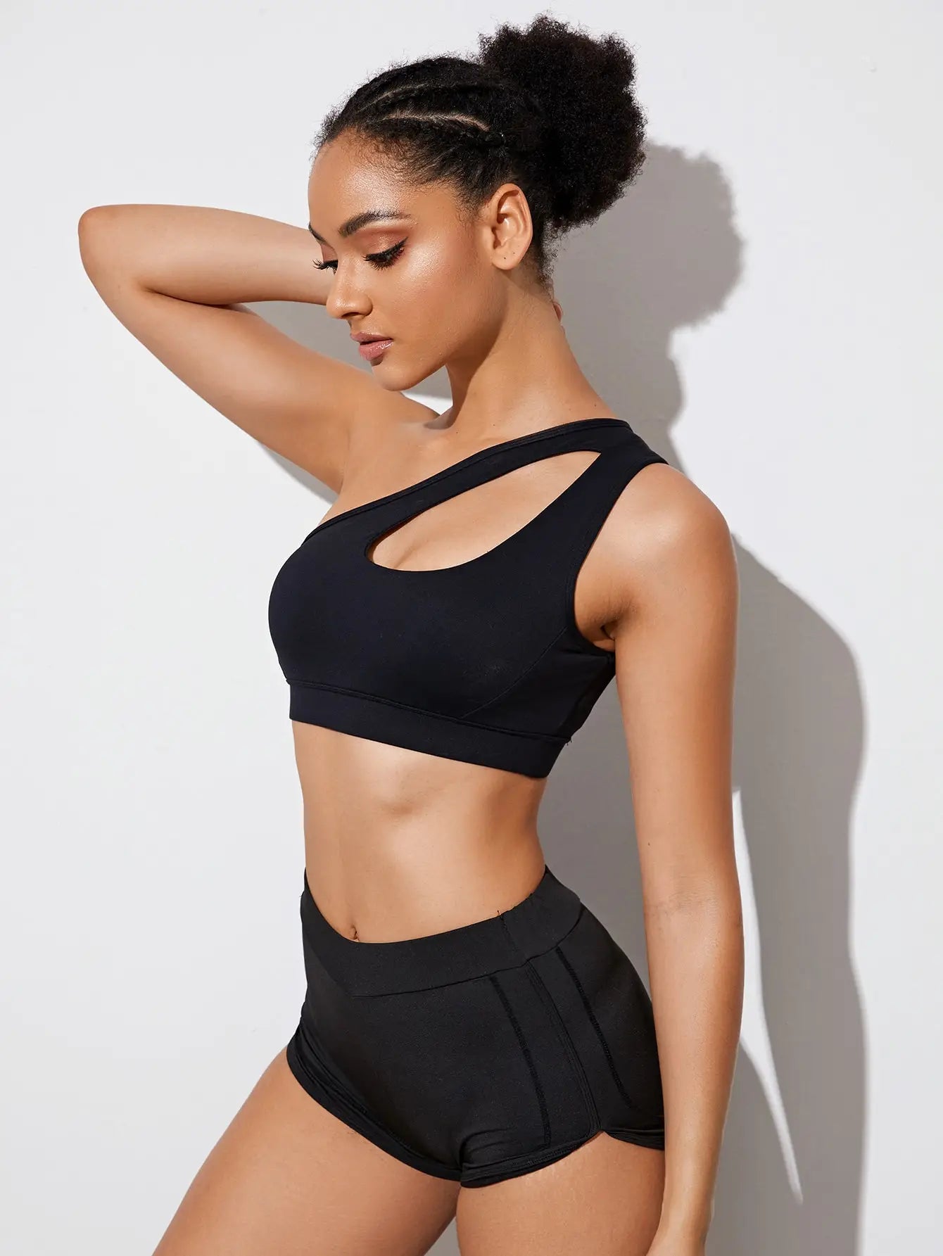 Women Sports Bra Push Up Fitness Bras One Shoulder Shockproof