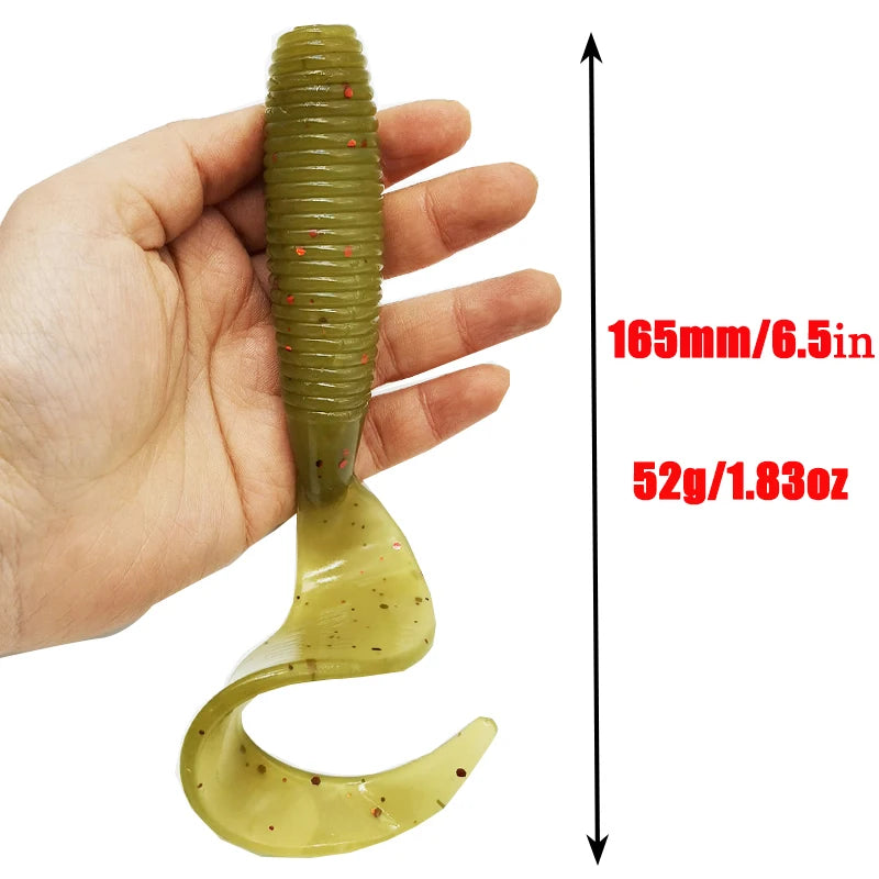 Fishing Lures 165mm/6.5in/52g Soft Artificial Bait Lures Bass Tail Fishing Gear