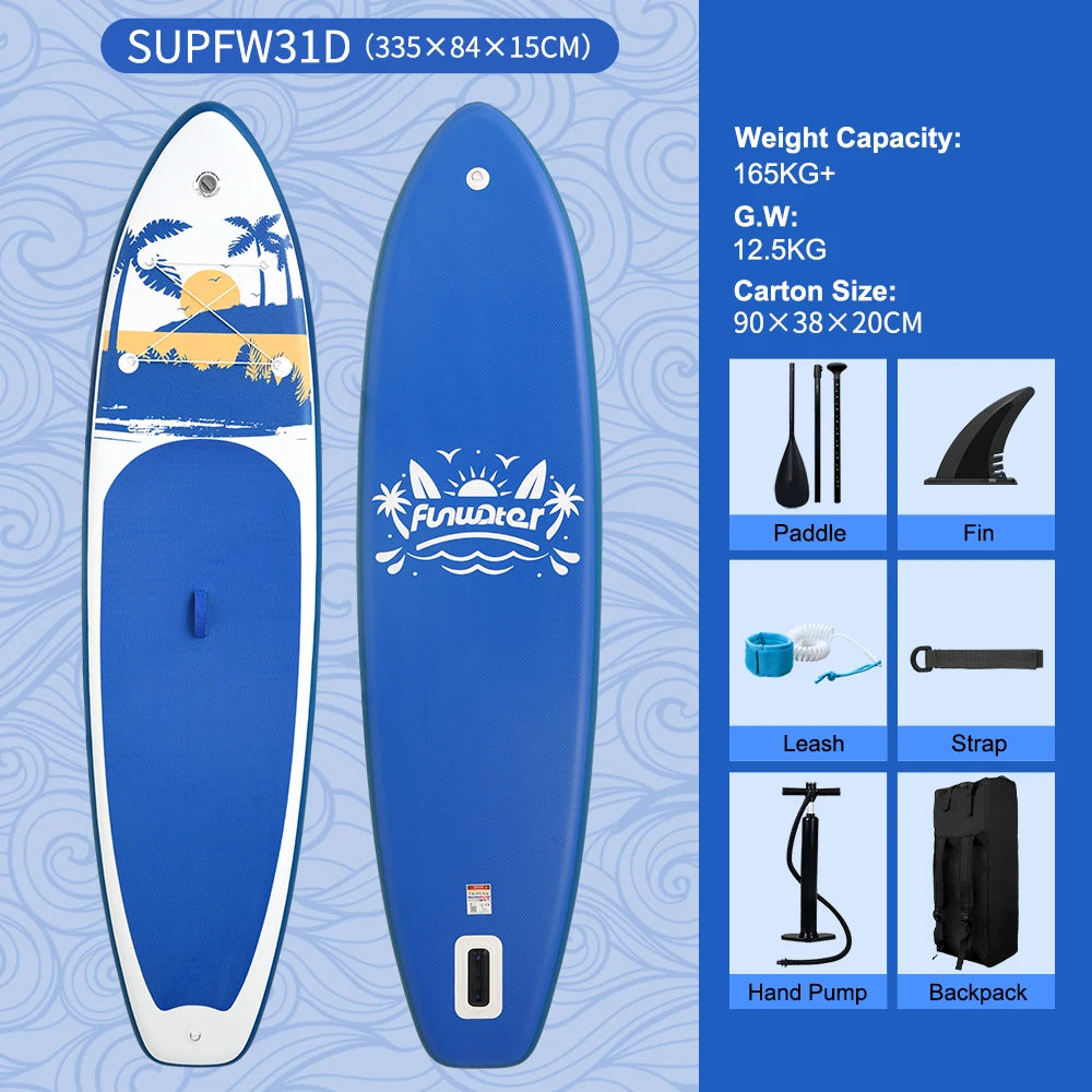 FunWater 11' Sup Board Inflatable Surfboard Stand Up Paddle Board