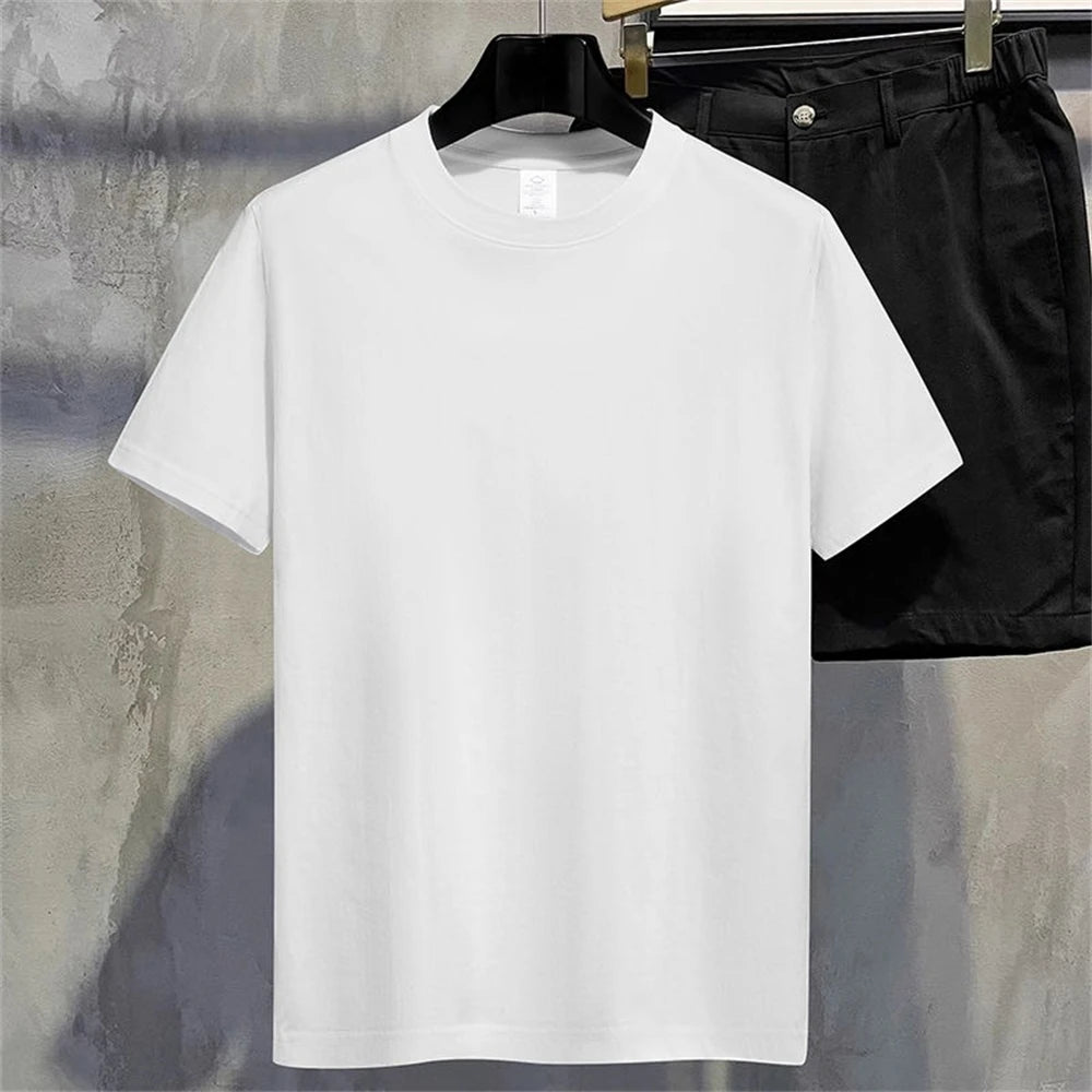 Men T Shirt Summer Cotton Tops Women Solid Color