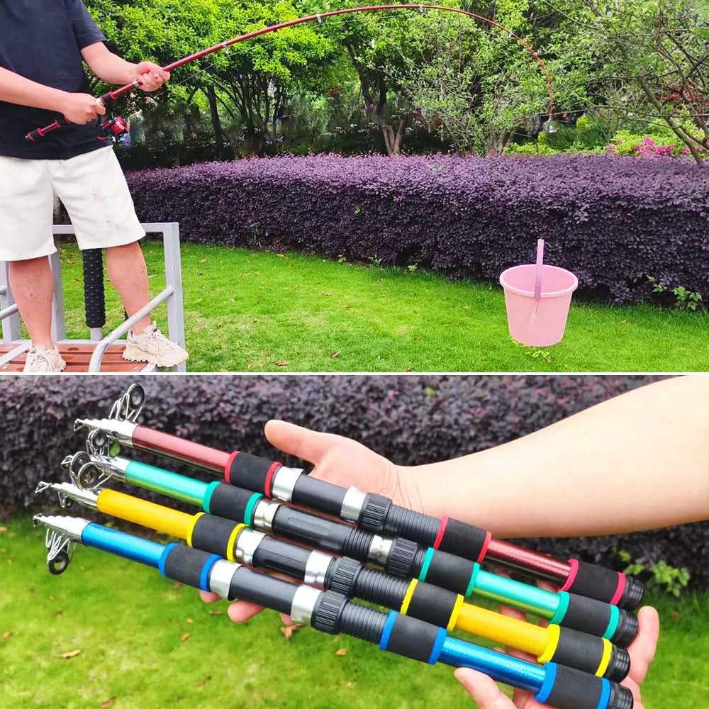 1.8m 2.1M Fishing Rod and Reel Line Lure Set Carbon Fiber Telescopic