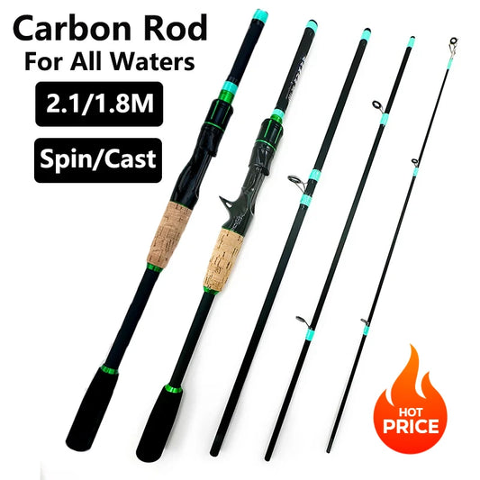 Casting Spinning Lure Fishing Rod Solid ML Tip 1.8/2.1m Ultralight