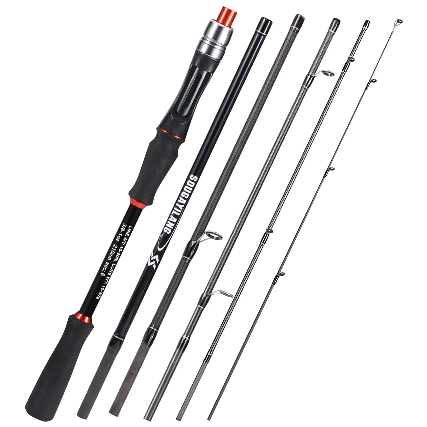 Sougayilang 5 Sections 2.1m Spinning Casting Fishing Rods