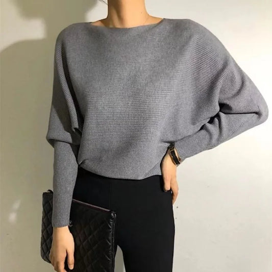 Bat sleeve thick sweater for women's autumn and winter outdoor