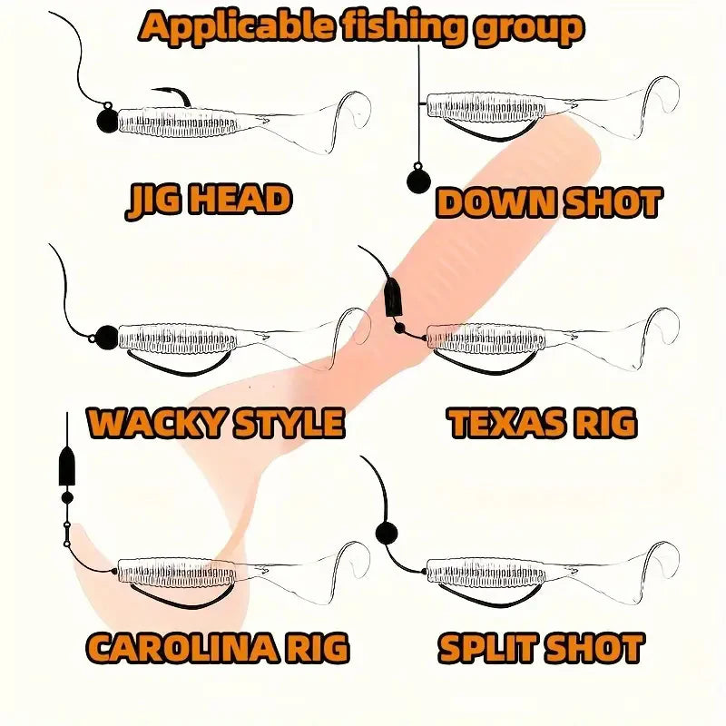 Fishing Lures 165mm/6.5in/52g Soft Artificial Bait Lures Bass Tail Fishing Gear