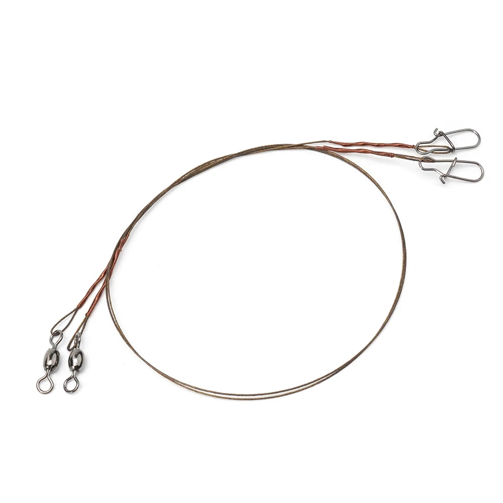 2pcs Fishing Line Steel Wire Leader Snap Rolling Swivel
