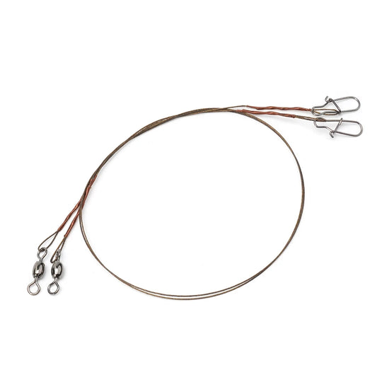 2pcs Fishing Line Steel Wire Leader Snap Rolling Swivel