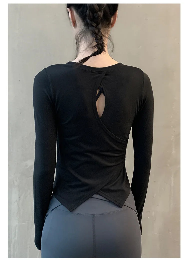 Women Yoga Clothing Tops Sports Long Sleeve T-Shirt