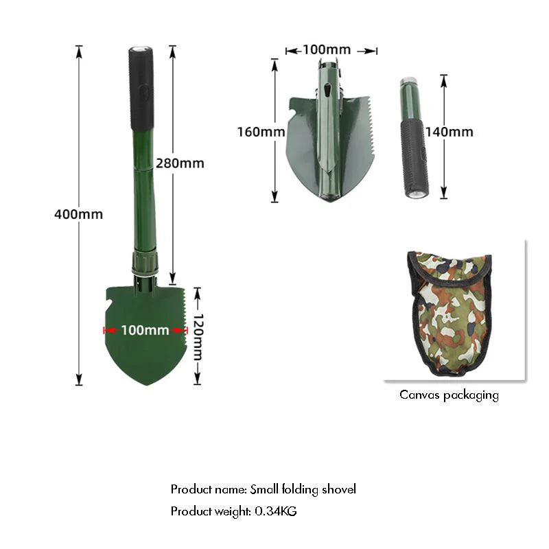 Folding Camping Shovel, High Carbon Steel Entrenching Tool