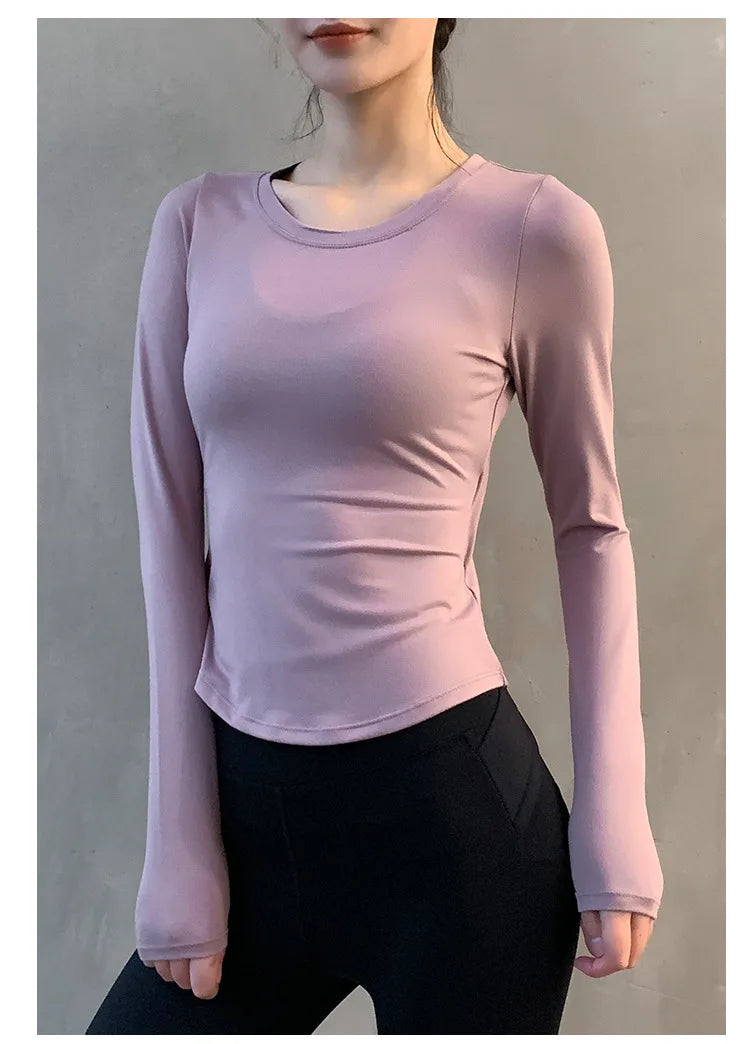 Women Yoga Clothing Tops Sports Long Sleeve T-Shirt