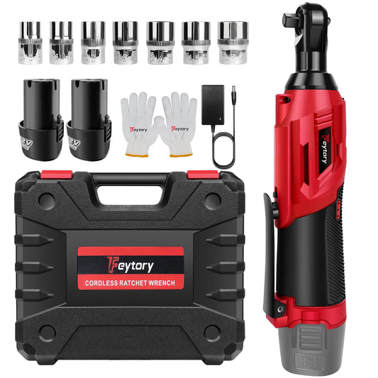 Feytory 200Nm Cordless Ratchet Wrench Set 90°