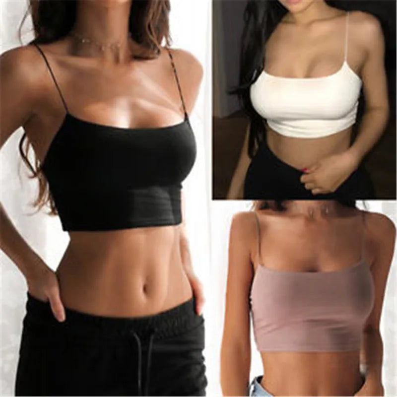 Sexy Tank Top Black Halter Crop Tops Women Summer