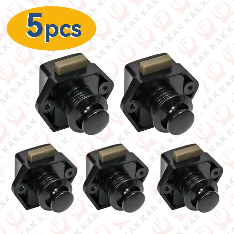 5 Pieces Camper Car Push Button Lock Black Kitchen Cabinet