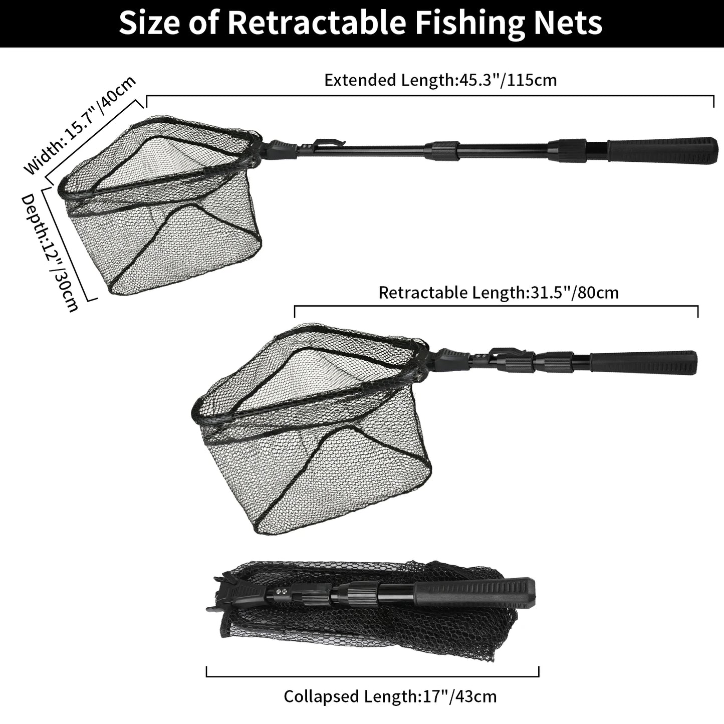 190cm 92cm 55cm Telescopic Landing Net Folding Fishing Pole
