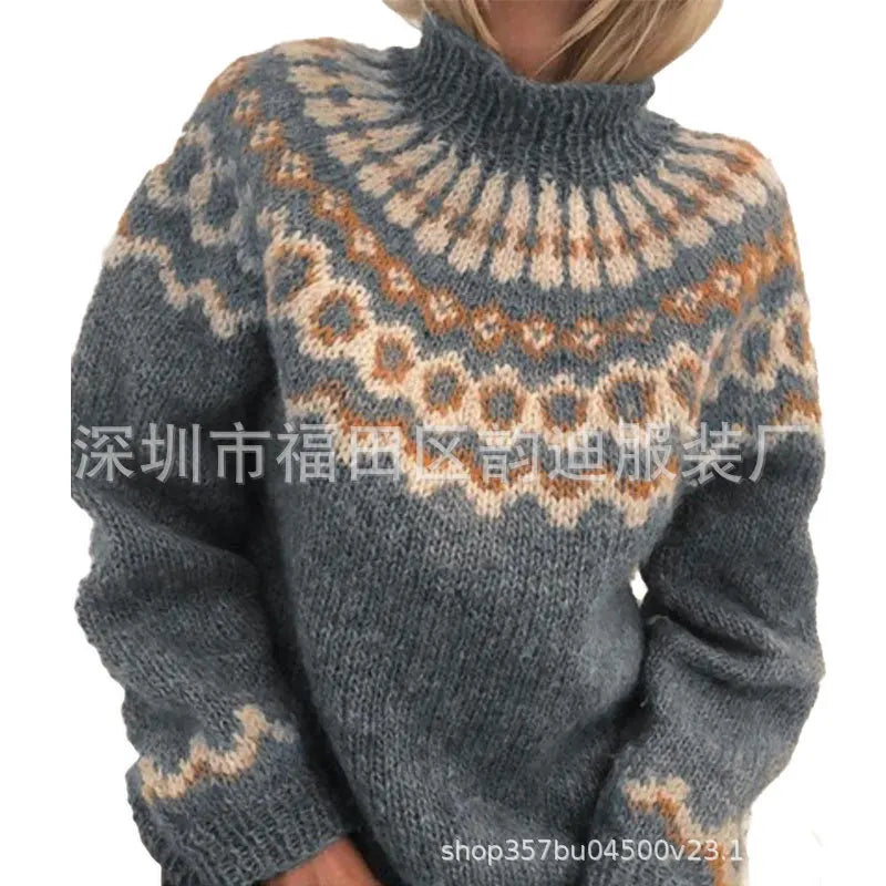 Sweater Women Turtleneck Pullover Long Sleeve Knitted Fashion Soft