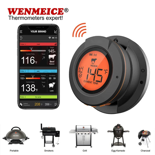 WENMEICE Wireless Bluetooth Meat BBQ Thermometer For Oven Grill Smoker