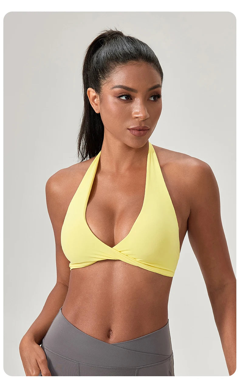 Sports Yoga Bra for Women Halter Neck with Stylish Back