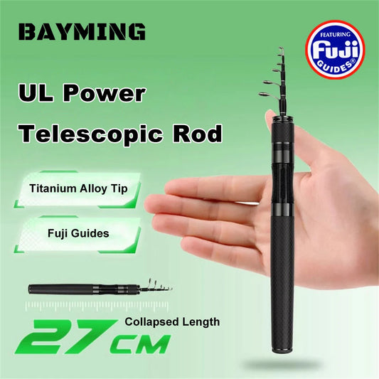 Fuji O-Ring Telescopic Rod 1.5m/1.8m - UL Cold-Drawn Titanium Tip for Trout/Panfish Collapsible Travel Fishing Rod 27.5cm Closed