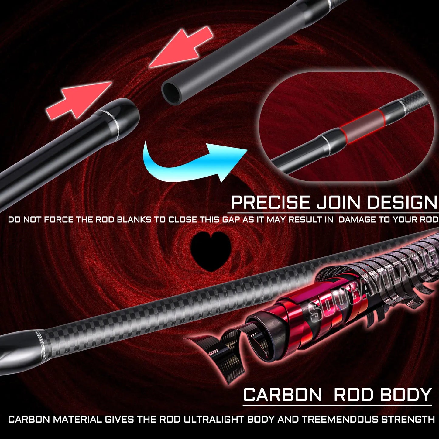 Sougayilang 5 Sections 2.1m Spinning Casting Fishing Rods
