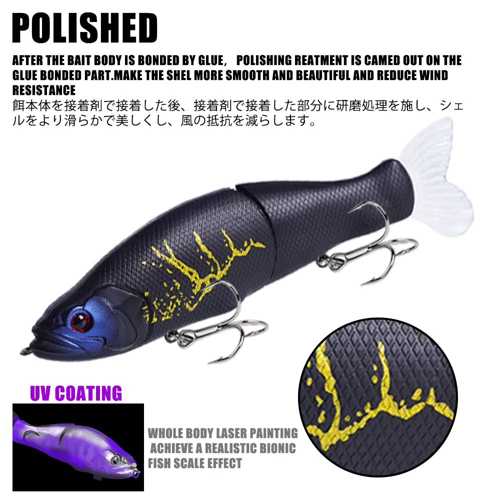 Slow Sinking SwimBaits Fishing Lures 30G Whopper Vibration Soft Tail