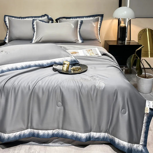 High-end Feather Embroidered Summer Blanket Comfortable