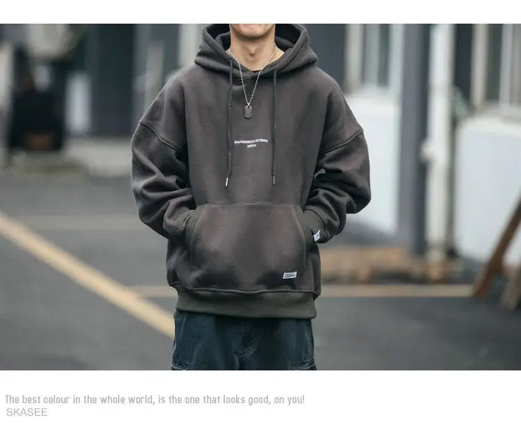 Slouchy hooded sweaters for men in winter American knitwear