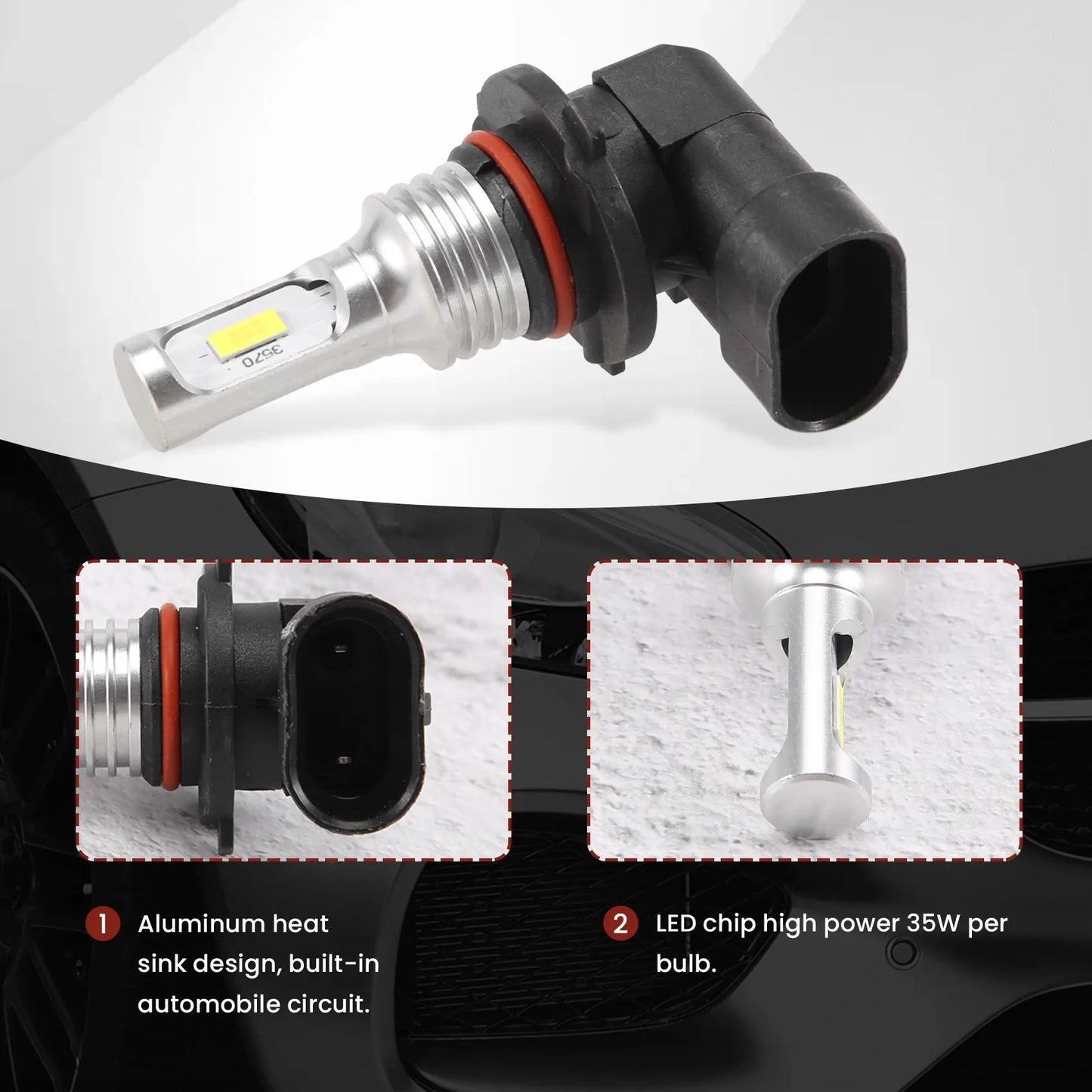 9005 HB3 LED Headlight Bulbs Kit High-Beam 35W