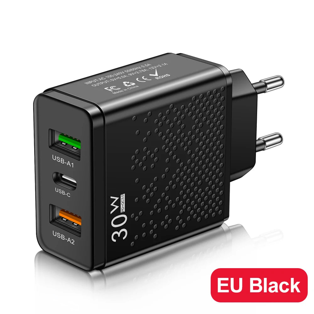 3 Ports 30W USB C Charger PD 30W USB Type C