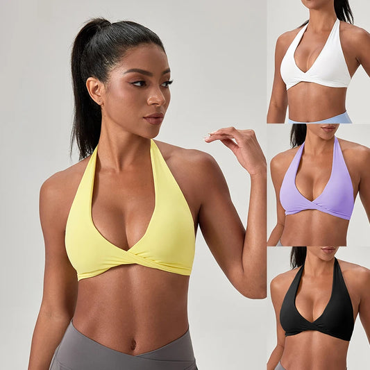 Sports Yoga Bra for Women Halter Neck with Stylish Back