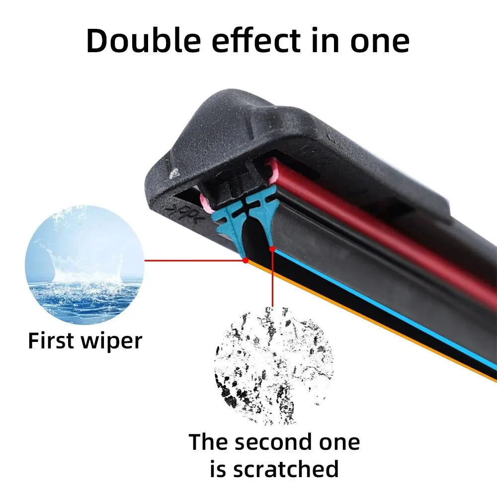 Universele autoruitenwisserbladen met dubbele laag zacht rubber,