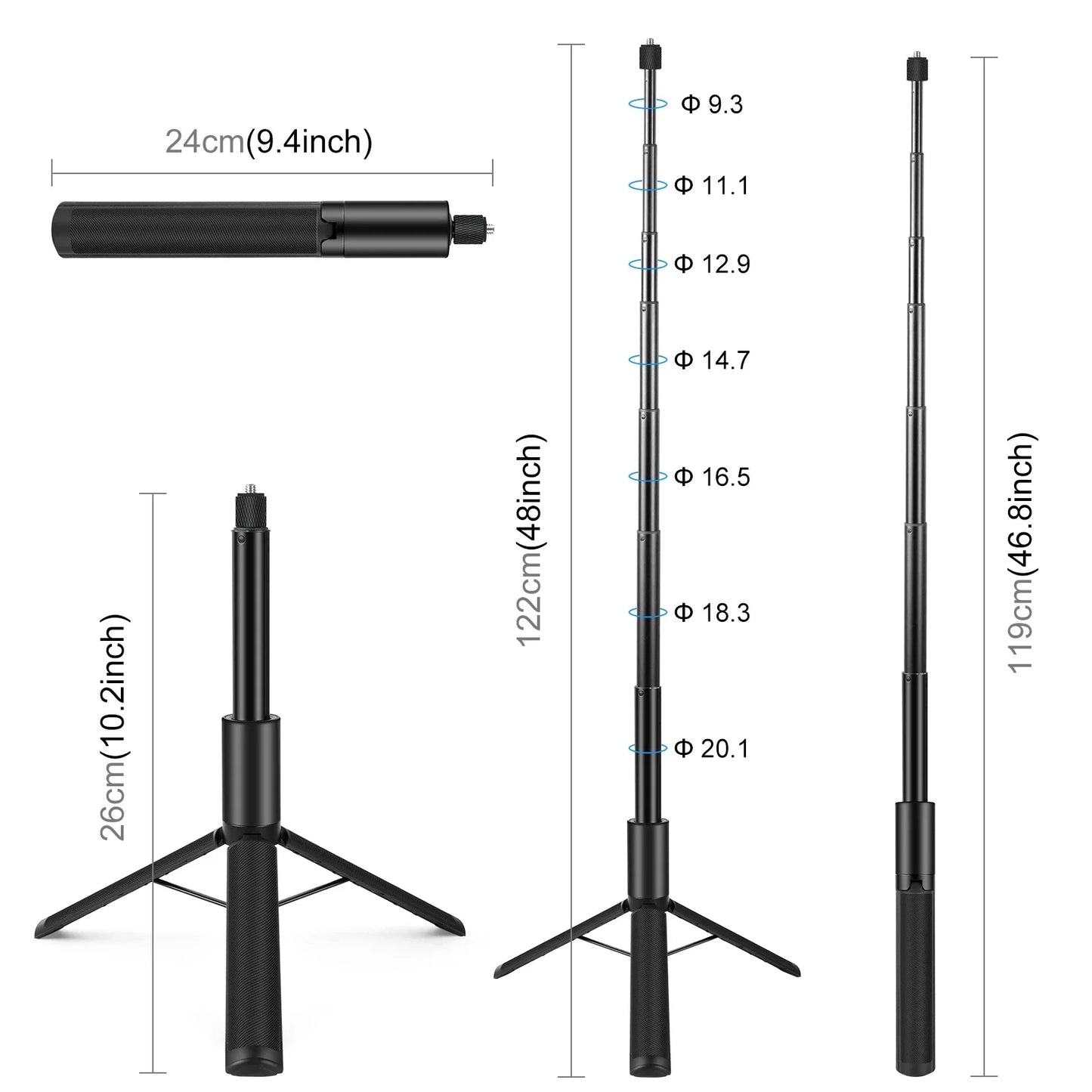 Insta360 2-in-1 Invisible Selfie Stick + Tripod For X5 X4