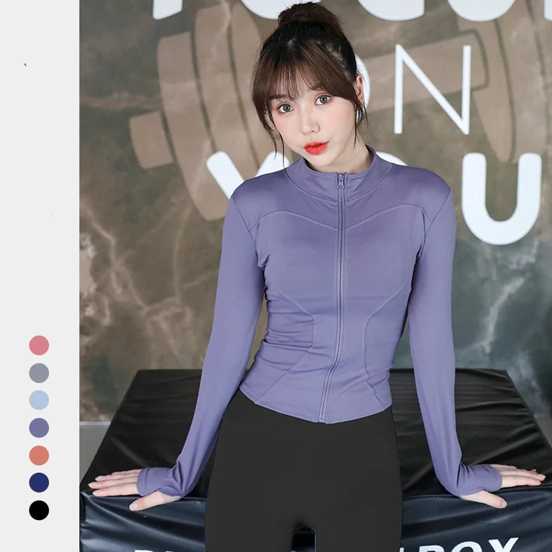 Women Sport Jacket Zipper Yoga Coat Clothes