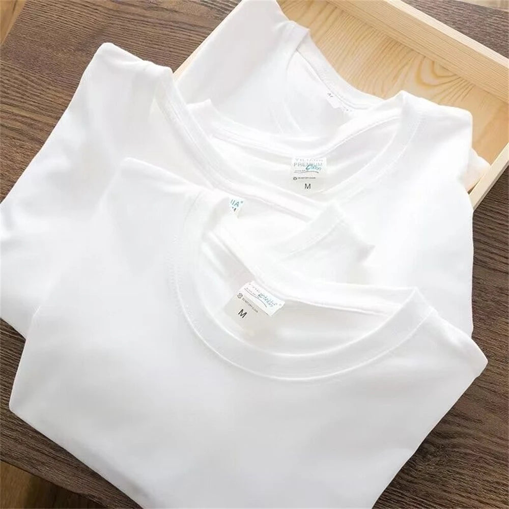 Men T Shirt Summer Cotton Tops Women Solid Color