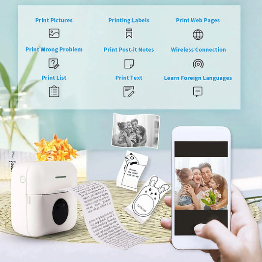 Mini Printer Inkless Portable
