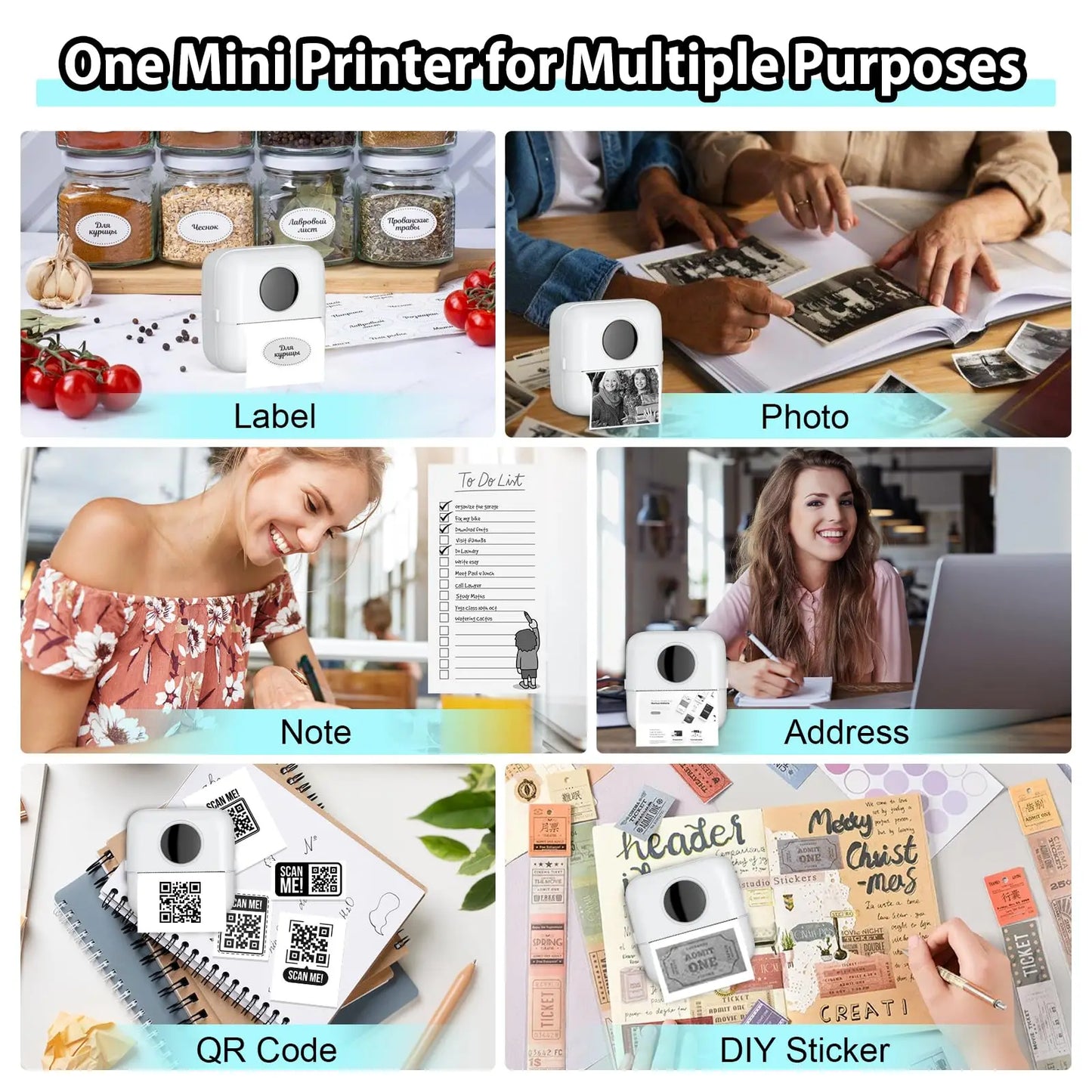 Mini Printer Inkless Portable