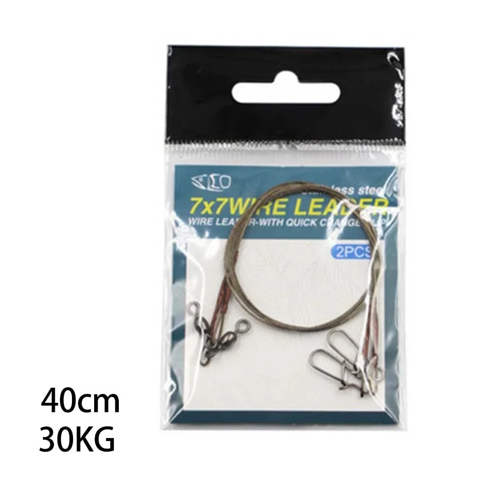 2pcs Fishing Line Steel Wire Leader With Snap Swivels