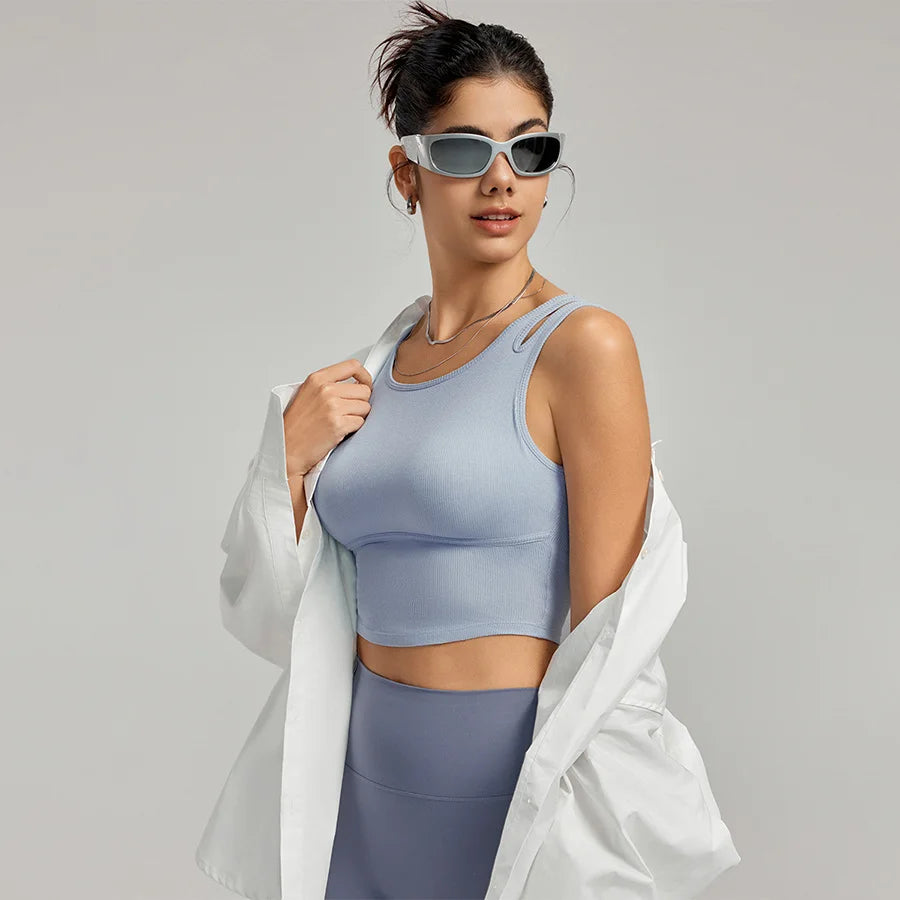 Ladies Sports Bra With Chest Pad Push Up Yoga Fitness Gym