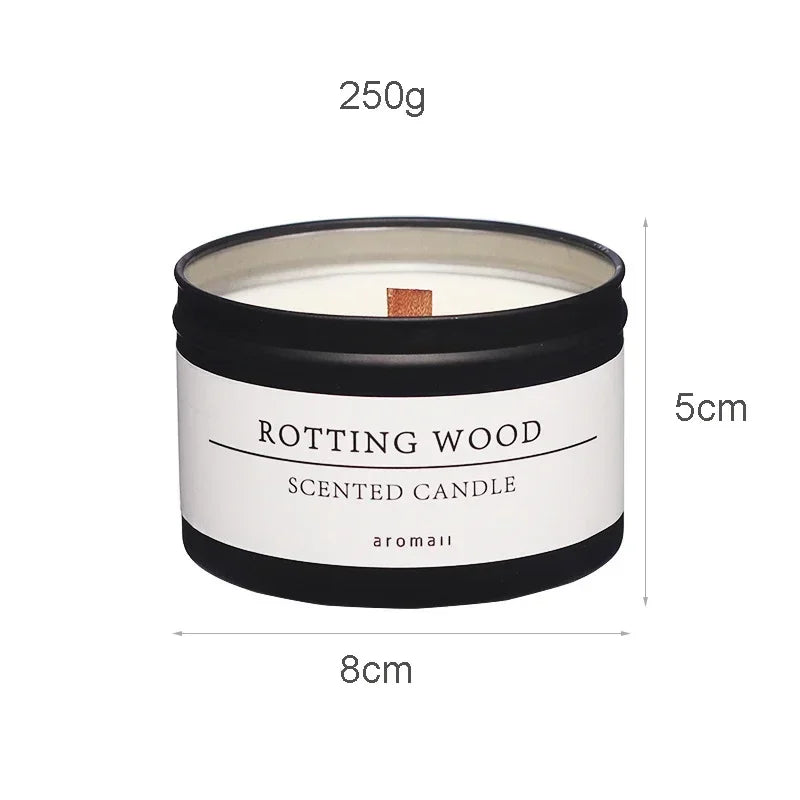 Black Tin Can Scented Aromatic Candles Wooden