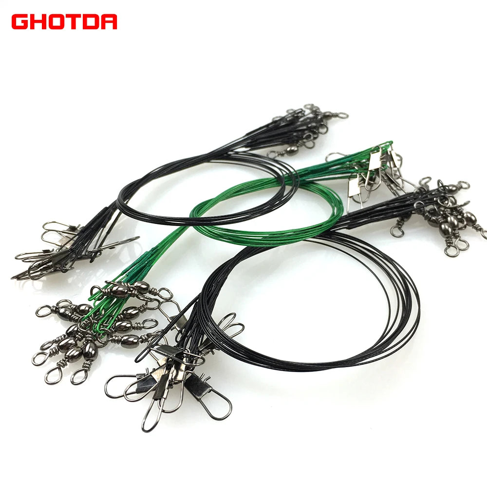 60PCS Steel Wire Leader With Swivel 15/20/25CM